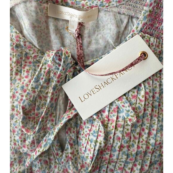LoveShackFancy NWT Toto Pink Floral Smocked Cottagecore Mini Dress size Small - Picture 14 of 16